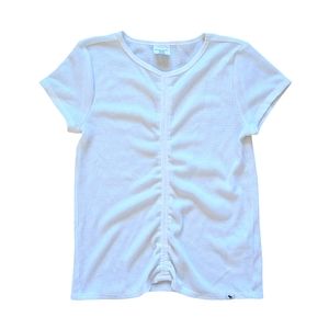 abercrombie kids White Waffle Short Sleeve Shirt with Ruching - Size 15/16